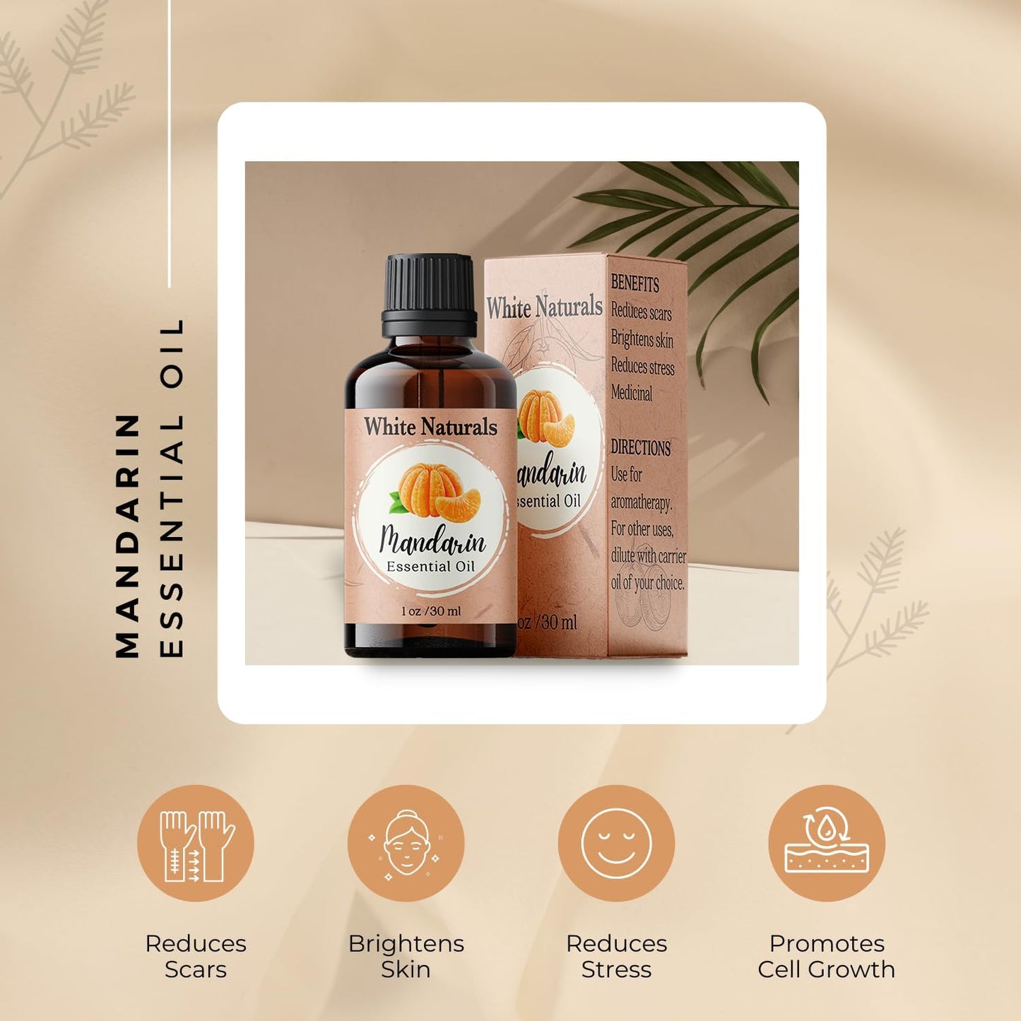 Mandarin Essential Oil, Aromatherapy Oil for Diffusers, 100% Pure, Natural, Undiluted, Therapeutic Grade Oil, Radiant Skin, Healthy Hair and Scalp, Exotic and citrusy Aroma