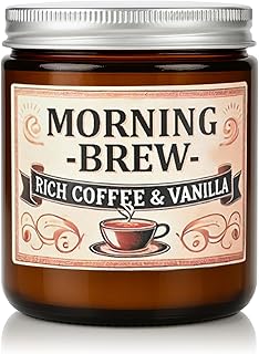 Coffee Soy Candle - Coffee Scented Candles for Home, Candles Gifts for Women, 4oz Amber Jar + Silvery Lid, 20+ Hours Burn Time, Aromatherapy Gifts for Men