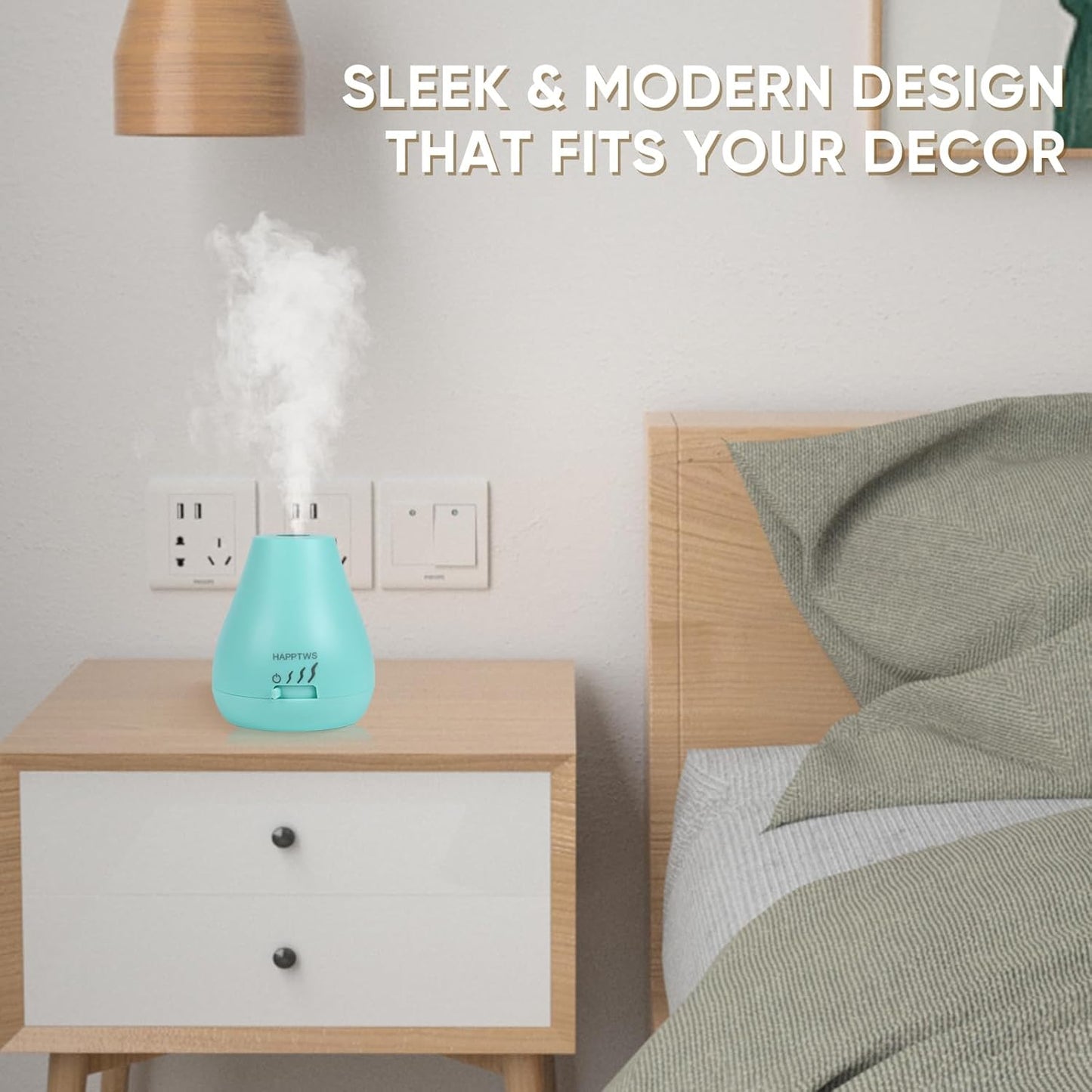 HAPPTWS Essential Oil Diffuser - Waterless Diffuser 3 Timer Settings Battery Powered for Bedroom Yoga Room Toilet Pet Room - Blue