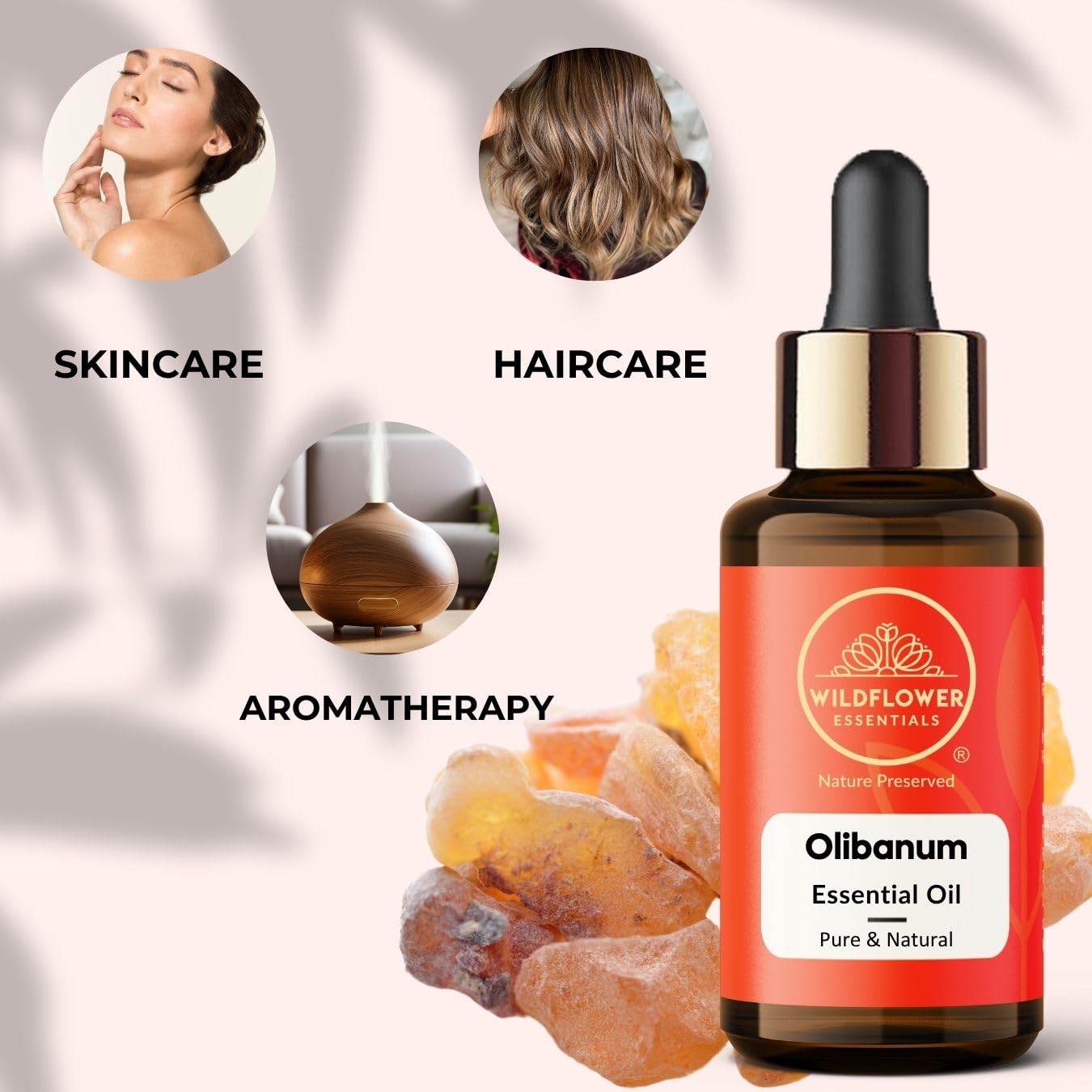 Olibanum Essential Oil (Boswellia serrata) 100% Natural Steam Distilled Oil For Face, Skin, Hair, Body | with Glass Dropper 0.50 Fl Oz (15ml)
