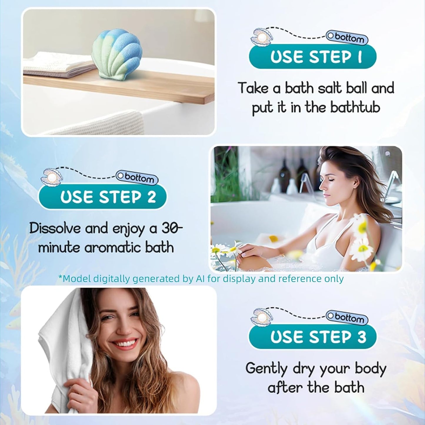 Shell Bath Bomb Gift Set for Women - 6 Extra Large Sea Salt Bath Bombs, Spa Self Care Box with Lavender, Rose & Aromatherapy Scents, Moisturizing Bath Soak for Relaxation and Skin Hydration