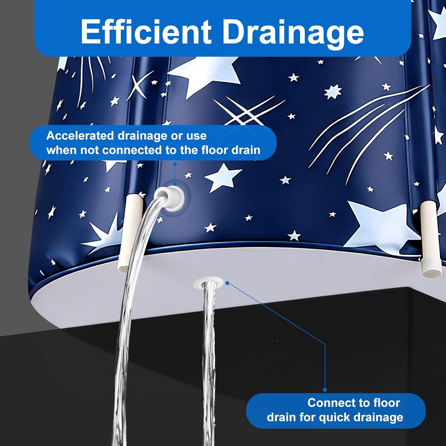 Portable Foldable Bathtub, Collapsible Adult Bath Tub for Hot SPA and Ice Bath, Space-Saving Storage, Durable PVC Material (Starry Sky B, 27inch)