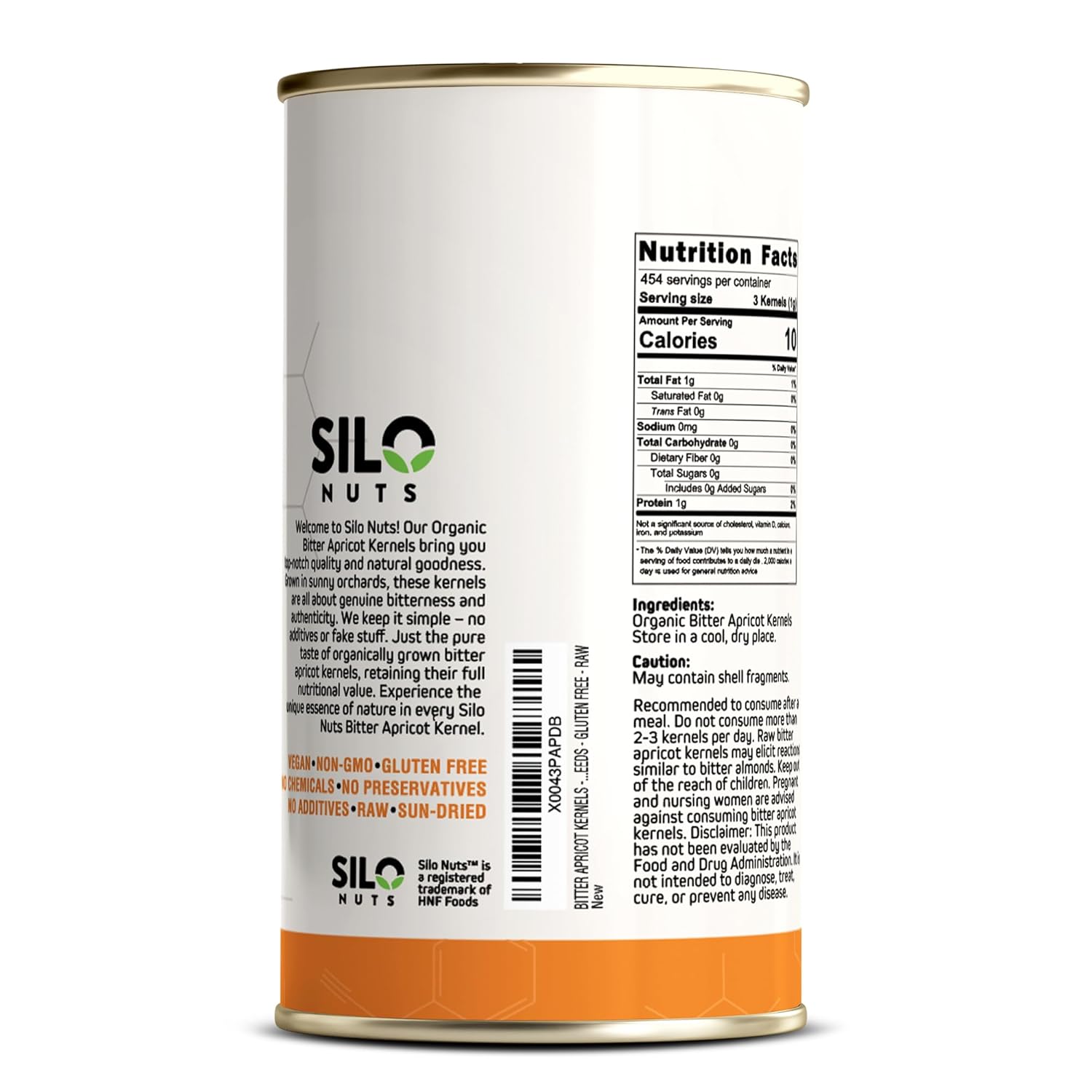 SILO Nuts Organic Bitter Apricot Kernels - 16 oz USDA Certified Organic Bitter Apricot Seeds - Natural & Non-GMO, Premium Quality Kernals, No Sulfur or Additives