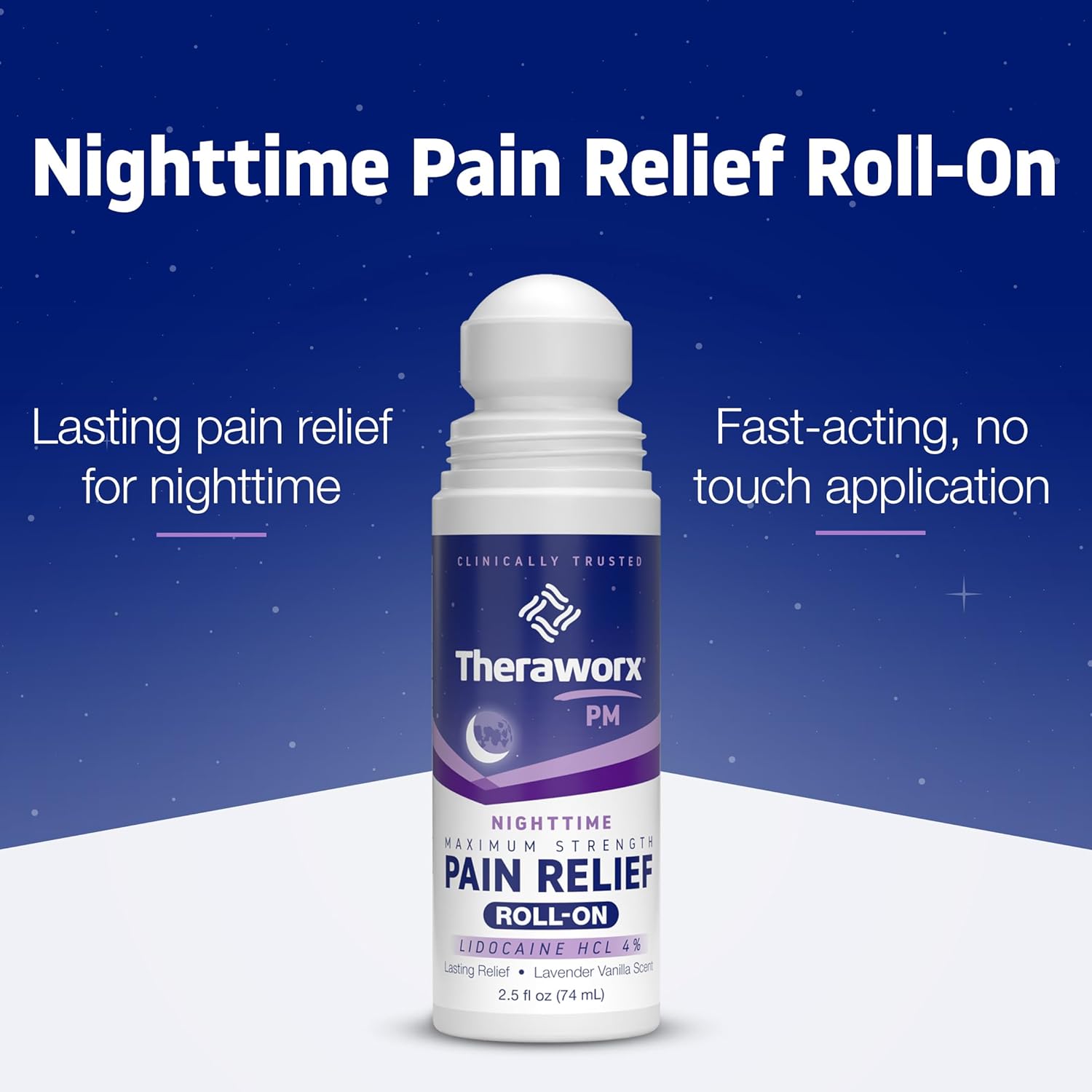 Theraworx Nighttime Maximum Strength Pain Relief Roll-on with Lidocaine – 2.5 oz - 2 Count