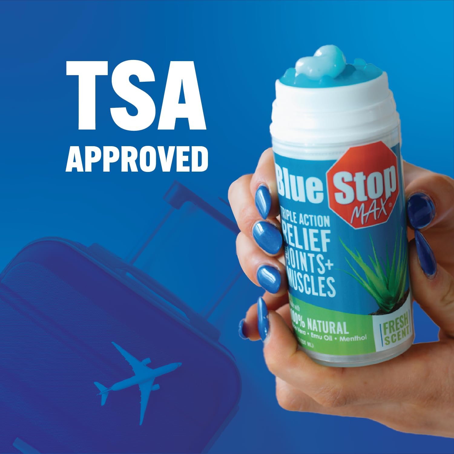 Blue Stop Max Applicator: Fast-Acting Massage Applicator for Sports Cream, Elbow Relief, Performance Roll On for Muscle & Joint Soreness - Convenient Relief for Active Individuals, 2 Pack of 3.4 Oz