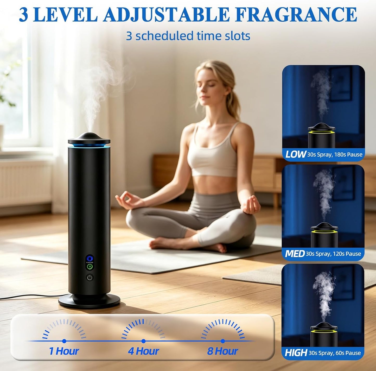 coobest Waterless Diffuser Essential Oil Diffuser with 7 Lights and 5 Oil,4 Scent Intensity Models 3 Timer,Scent Diffuser Starter kit for Home,Offices,Hotels and Spas Aromatherapy Diffuser