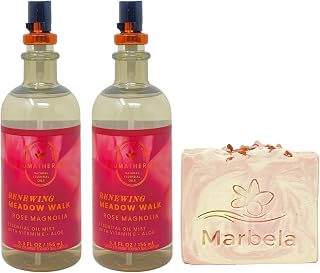 Bath & Body Works Aromatherapy Renewing Meadow Walk Rose Magnolia - 2 Essential Oil Mists with a Himalayan Salts Springs Bar Soap