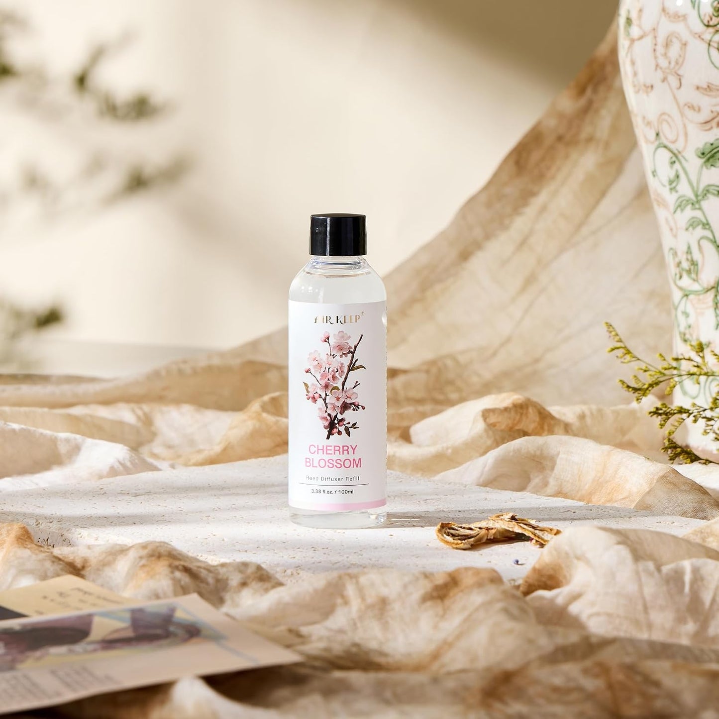 Airkeep Reed Diffuser Oil Refill/Cherry Blossom/3.38oz（100ml/1 Pack/Scented Oil Refill for Reed Diffuser Home Fragrance for Bedroom, Bathroom Office Home Decor