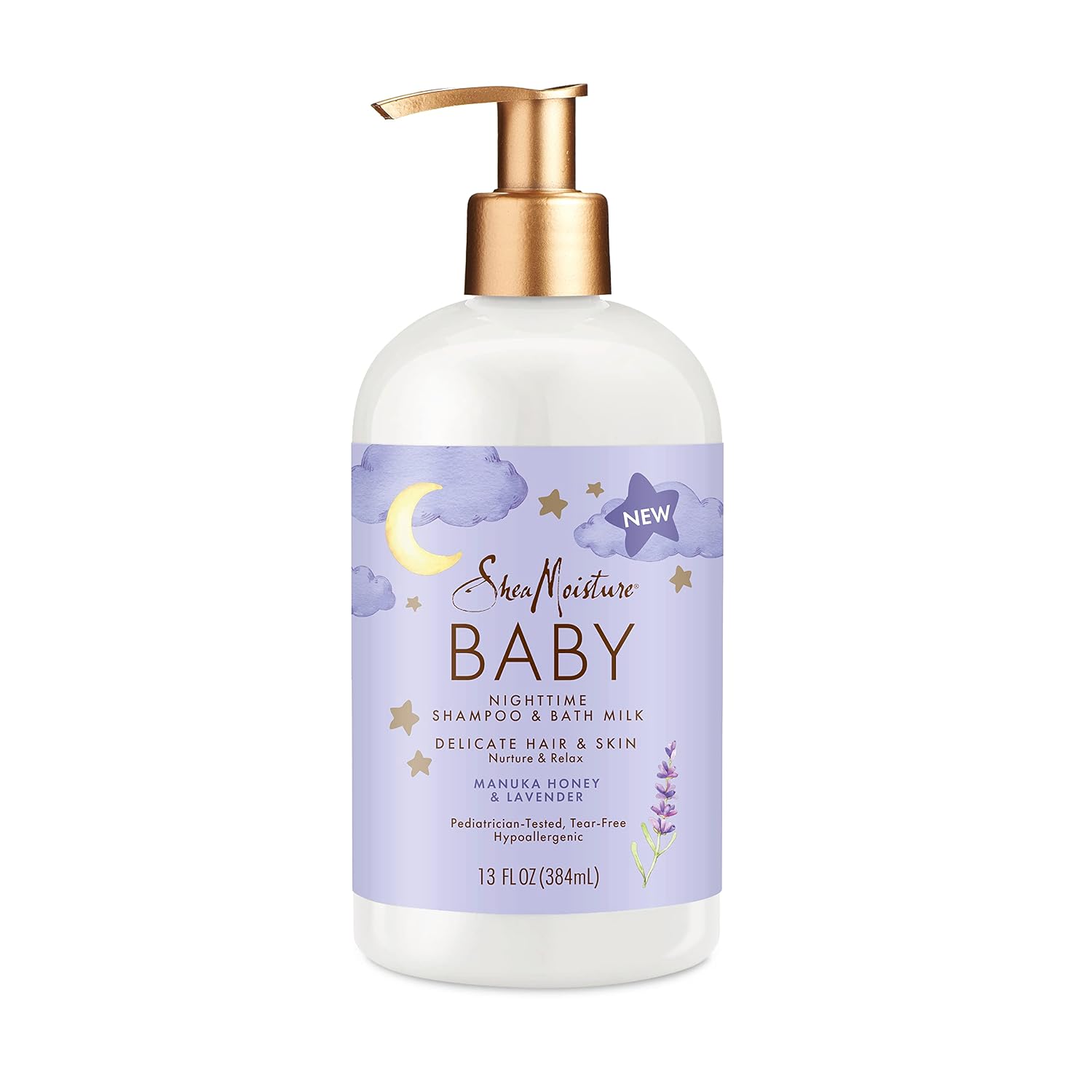 SheaMoisture Baby Shampoo & Bath Milk Manuka Honey & Lavender for Delicate Hair and Skin Nighttime Skin and Hair Care Regimen 13 oz