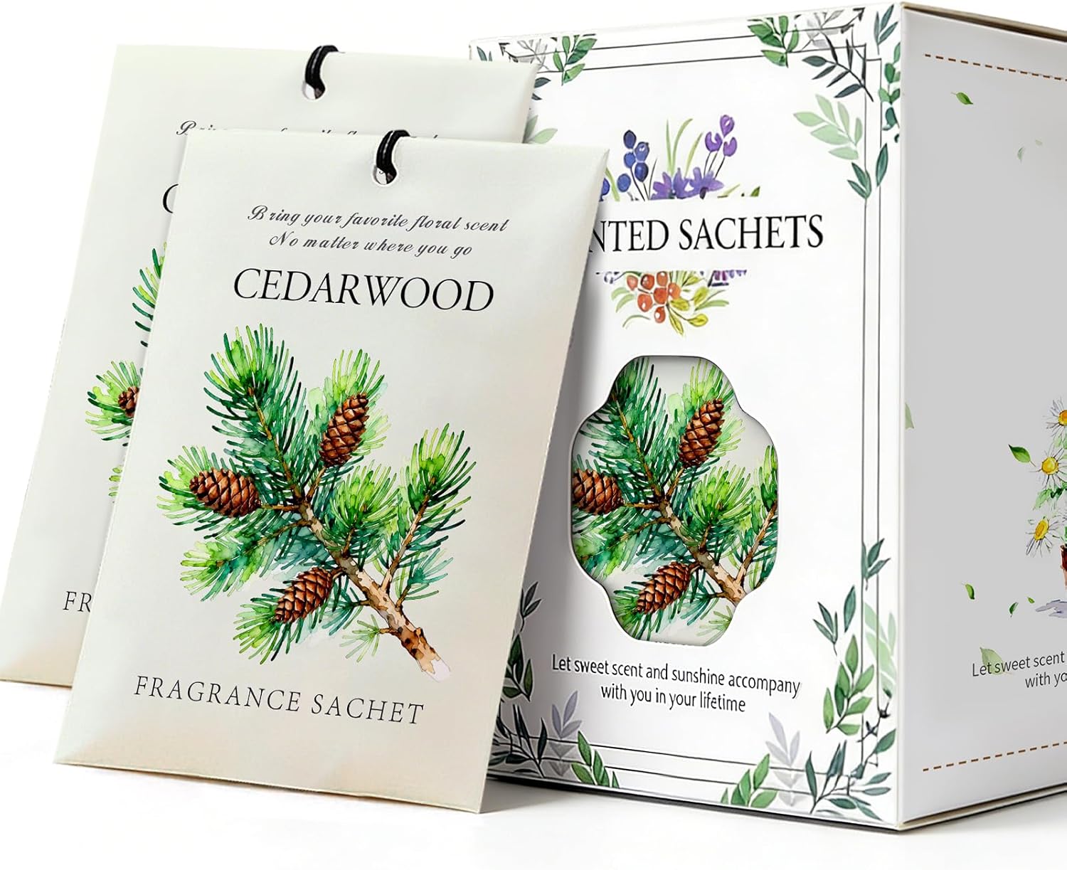 Cedarwood Scented Sachet Bags - 12 Pack Drawer & Closet Freshener, Long Lasting Odor Eliminator for Wardrobes, Cars & Storage, Home Fragrance Air Freshener Sachets