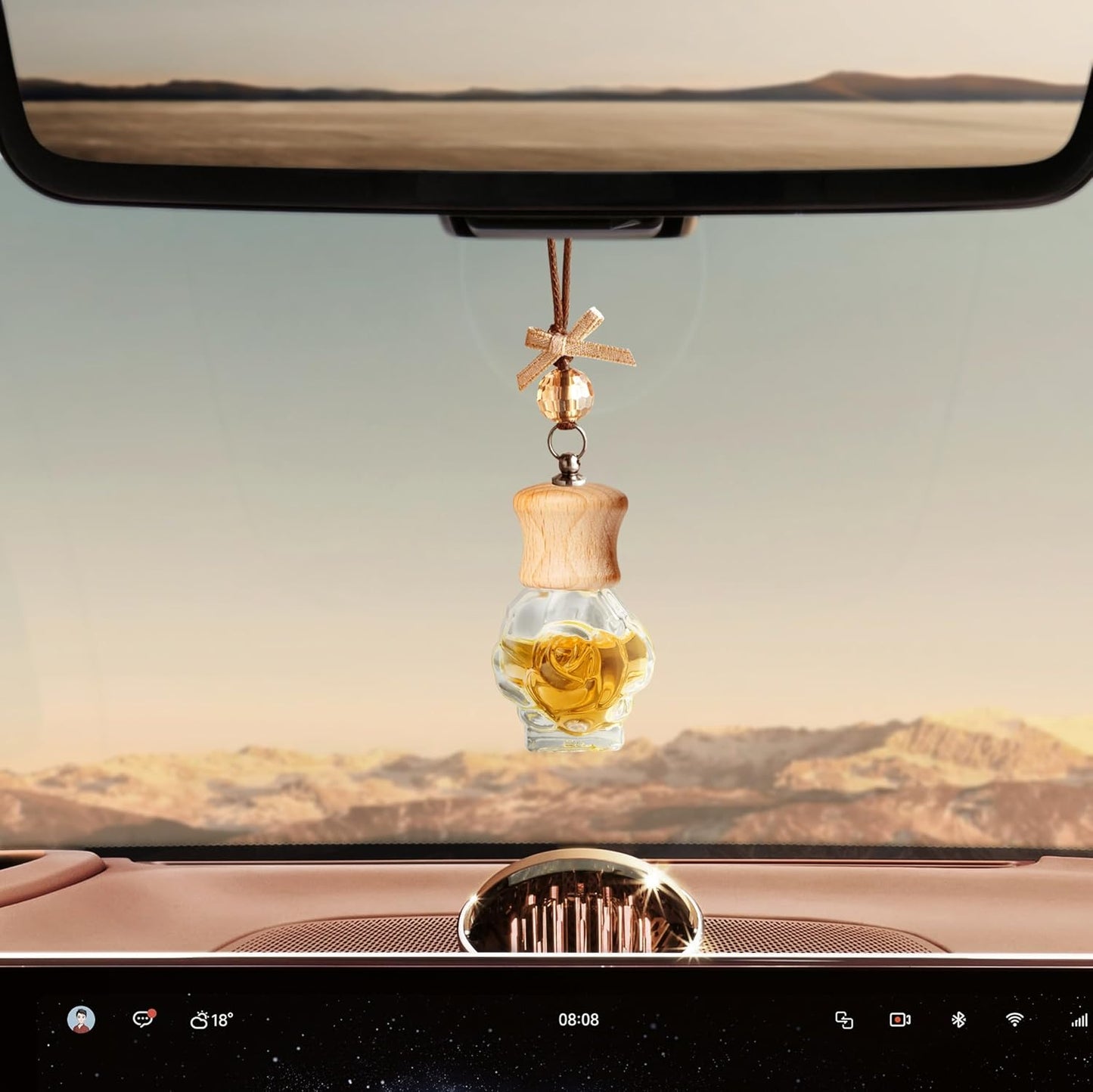 6 Pack Leak-Proof Hanging Car Diffuser - 8ml Refillable Empty Bottles with Wood Caps, 3 Funnels & 2 Droppers - Essential Oil Air Freshener for Car, Home or Office (6, Camellia)