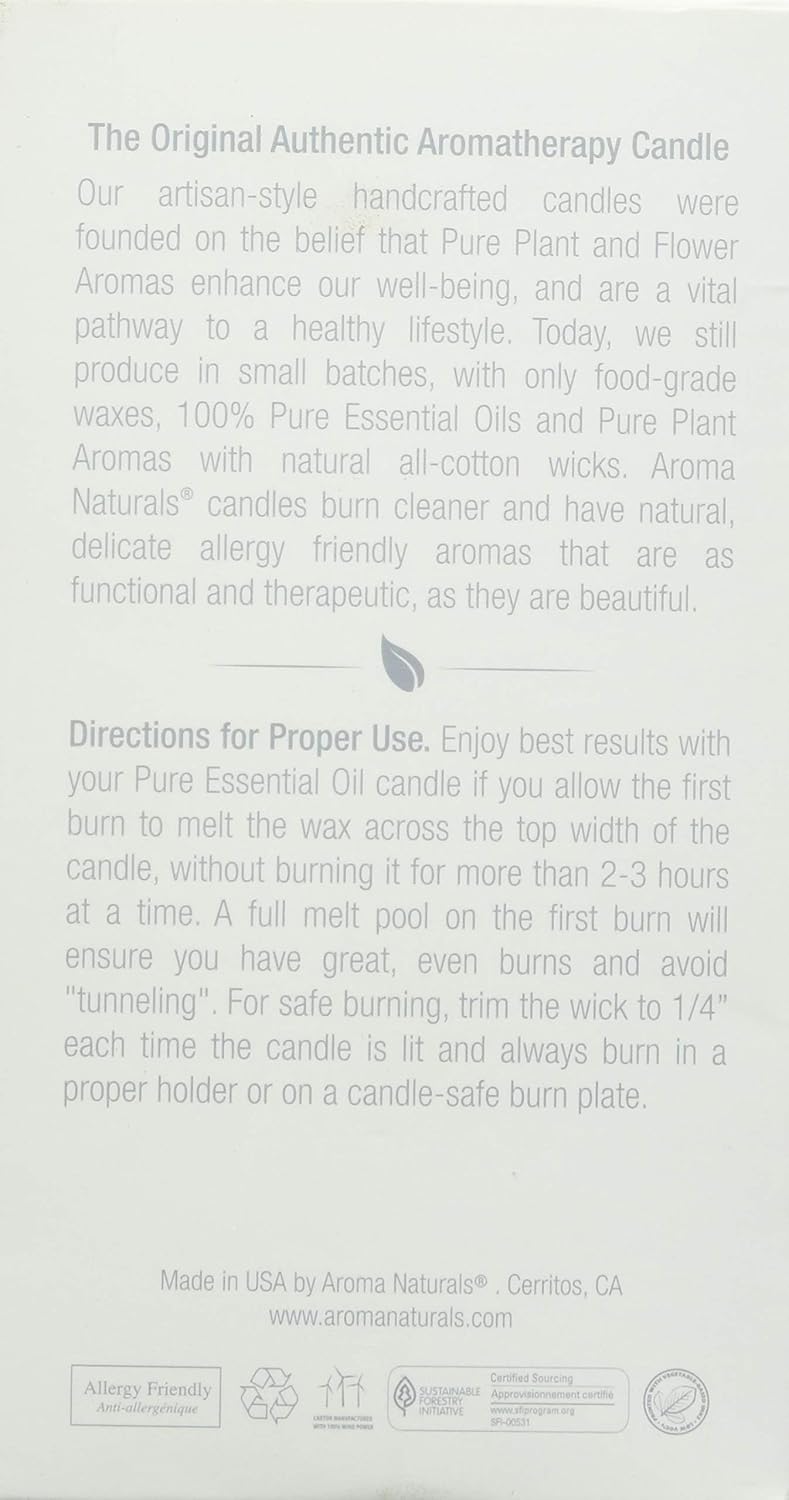 Aroma Naturals Essential Oil Tranquility Pillar Candle, 2.5" x 4", Lavender, 11 Ounce