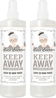 Keep Away Lice Preventative Spray for Hair, Bedding, Coats and Backpacks - Safe, Non-Toxic - Organic Essential Oils of Peppermint, Lemon and Rosemary - 8 fl oz - 2 Pack