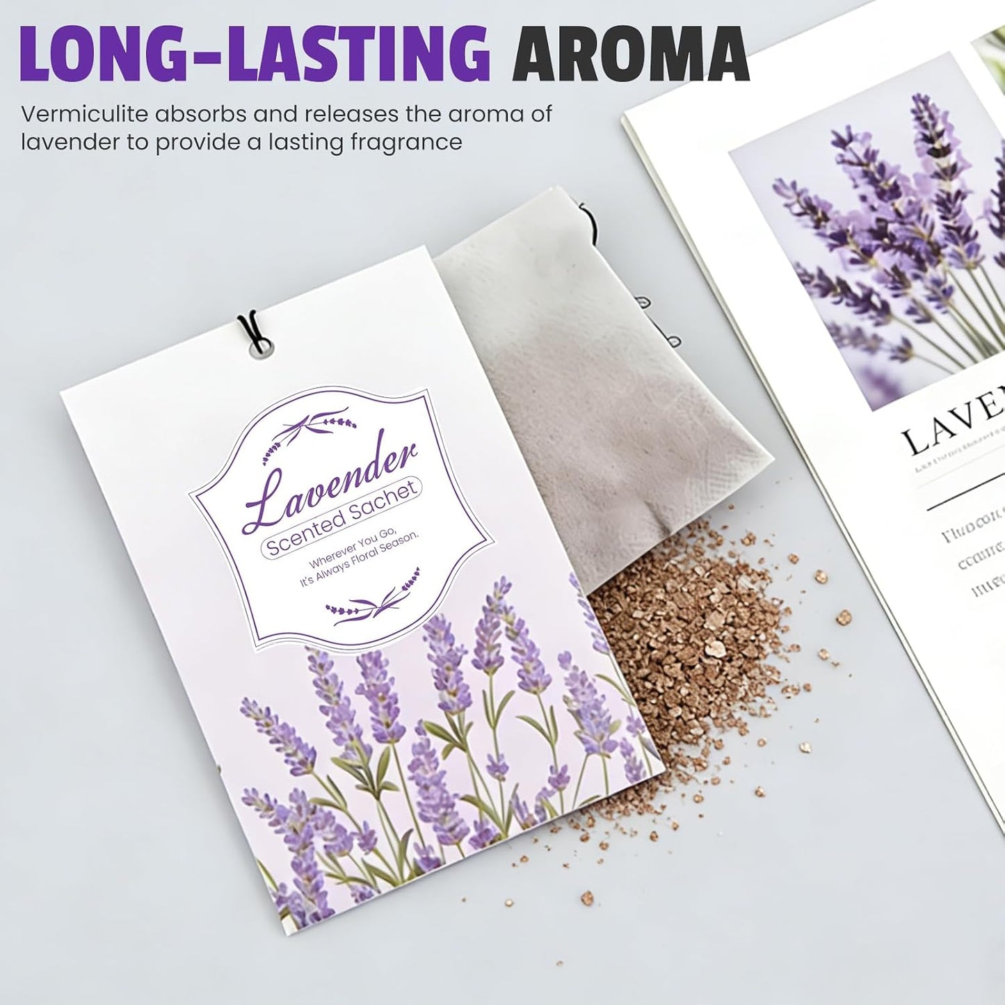FURWEY 16 Packs Lavender Scented Sachets for Drawers and Closets,Long Lasting Sachet Bag Room Car Odor Deodorizer Fresh Scent Home Fragrance