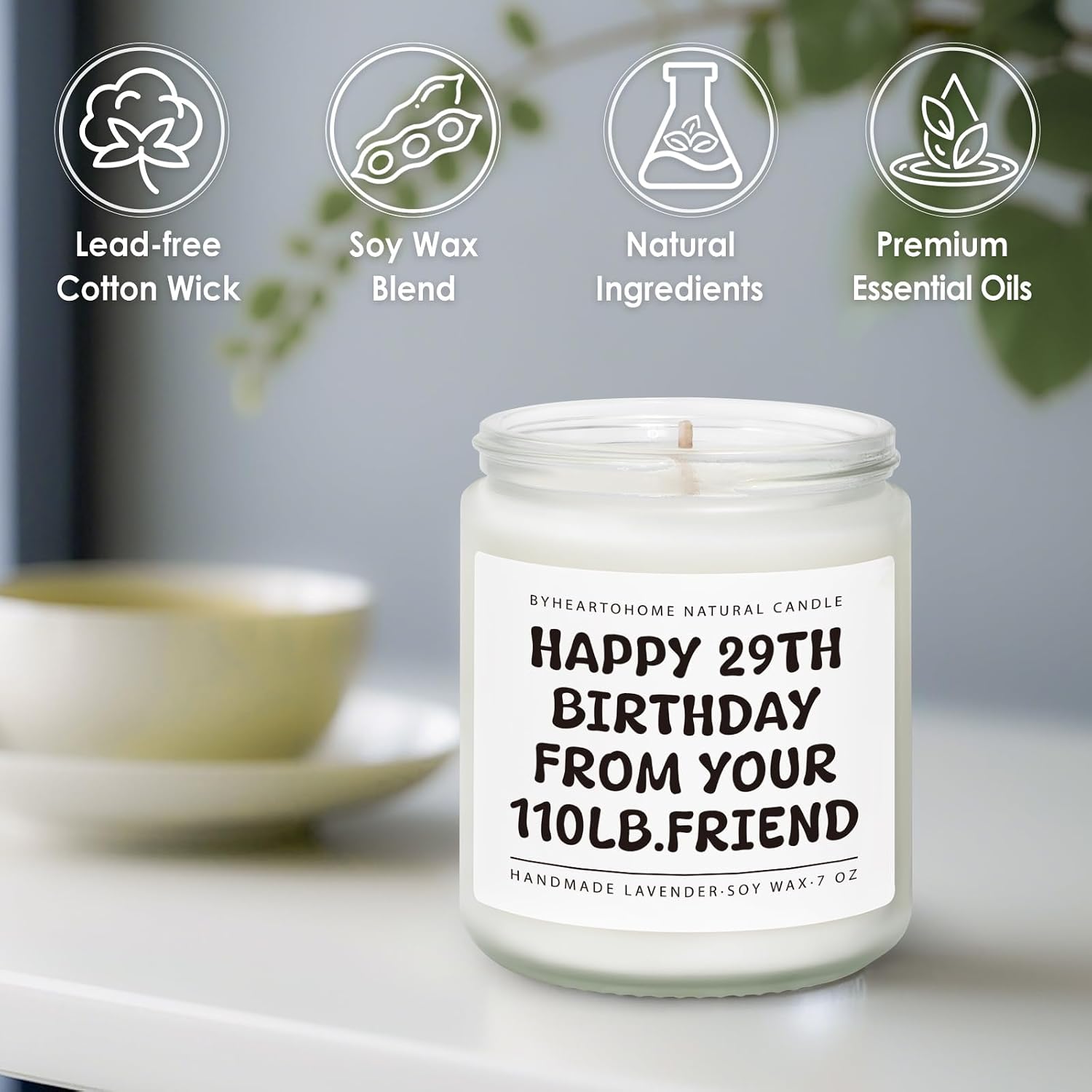 Best Friend Birthday Gifts for Woman Friendship,Funny Gifts for Women, Unique Happy Birthday Present for Women Bestie BFF Coworker Classmate - 7oz Natural Soy Wax Candle (from Your 110 Lb. Friend)