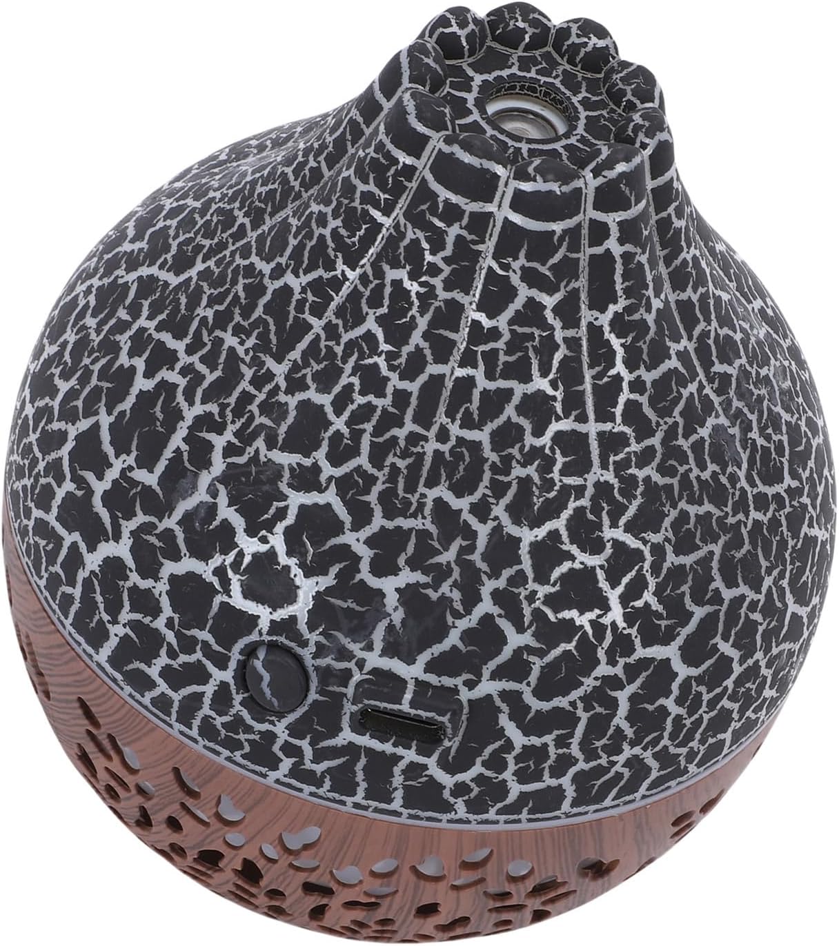 Air Diffuser Humidifier, USB Hallow Silent Essential Oil Diffuser Cool Mist Humidifier With Night Light For Office Home SPA (Black Crack Dark Wood Grain)