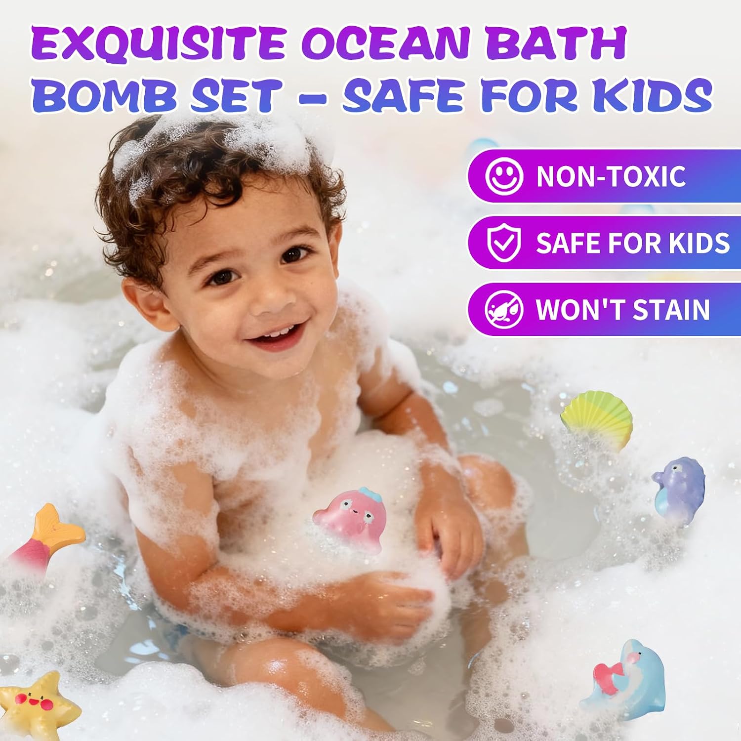 Bath Bombs for Kids Girls,Bath Toys for Kids, 6PCS XXL Mermaid Bath Bombs with Surprises - A Magical Bath Time Experience(Sea Animals)