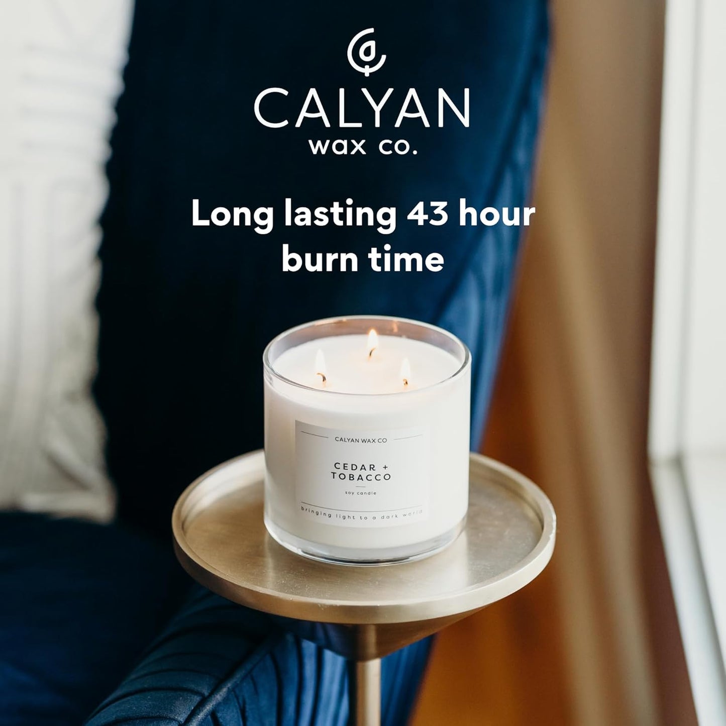 Calyan Wax Co. Home & Holiday 3 Wick Scented Candle - 43 Hour Burn - Luxury 3 Wick Soy Candles - Clean Soy Wax Candles - Long Lasting Large Glass Jar Candle for Home - 14.9oz