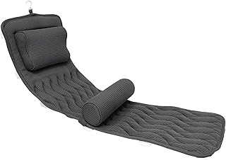 AEROiVi Full Body Bath Pillow with Adjustable Lumbar Roll Pillow Bathtub Cushion with 14 Suction Cups 3D Air Mesh Fit Any Tub Gray Bathroom Accessories