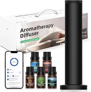 Wireless Hotel Scent Diffuser Starter Kit- Cordless Rechargeable Diffuser for Whole House - Hotel Scents Collection - App Control Waterless Essential Oil Diffuser for Large Room, Studio, Office(Black)