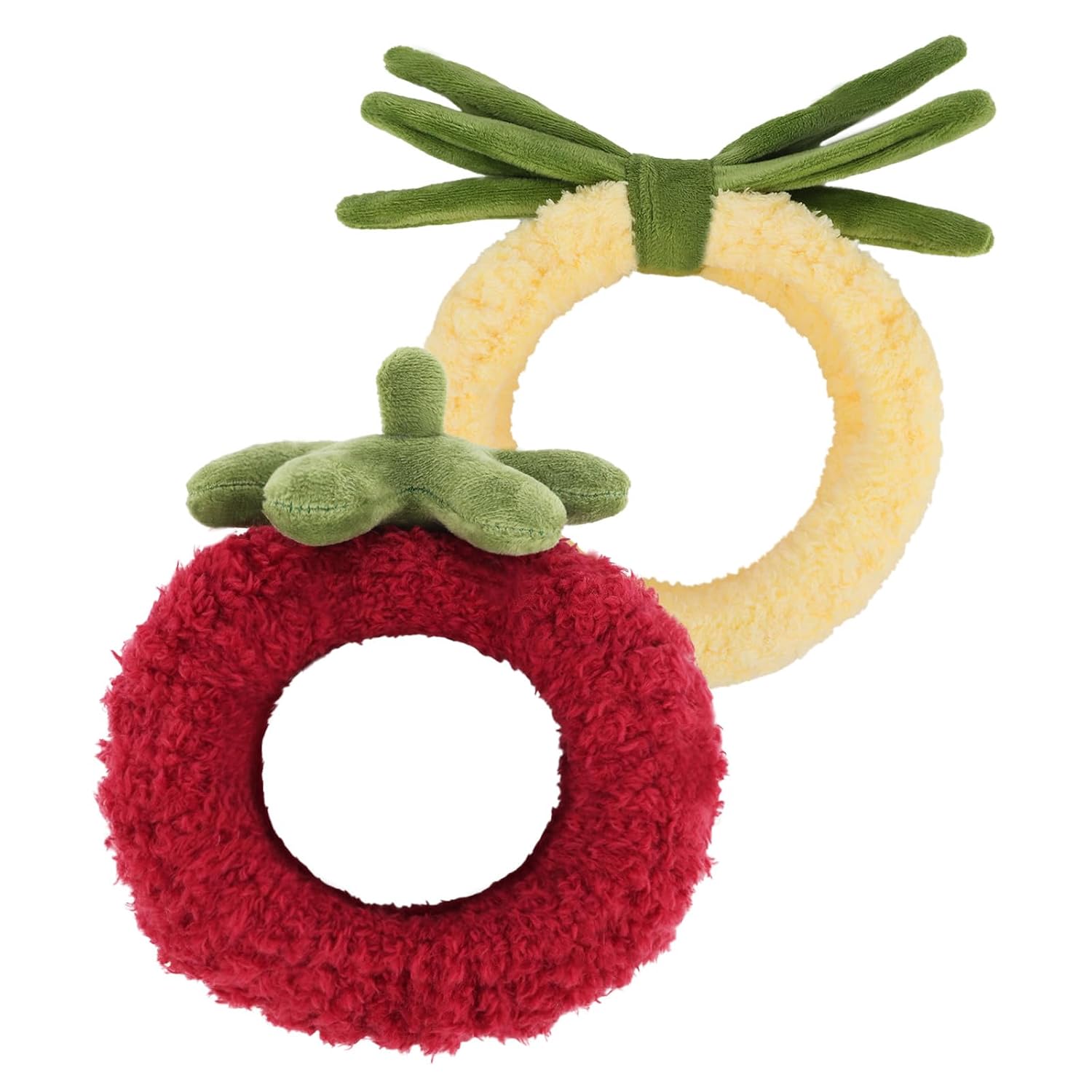 YISSION 2 PCS Fruit Headbands No Slip Spa Head Band for Face Wash Makeup Skincare Facial Headband Elastic Strawberry Pineapple Hair Band Microfiber Headbands for Women Girls