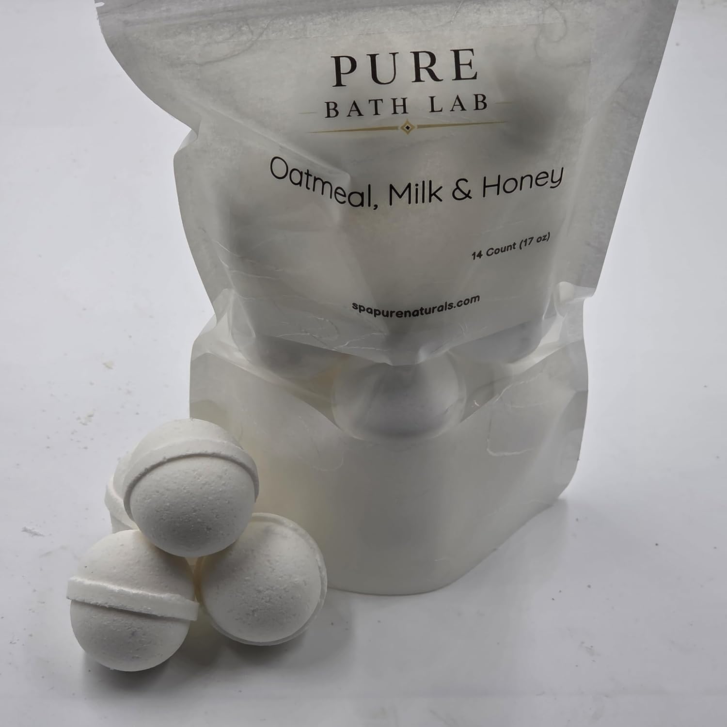 Spa Pure Oatmeal Milk & Honey: Bath Bombs Made in USA, Natural, Shea Butter, Ultra-Moisturizing, Great for Dry Skin (14 Count) Pack of 1