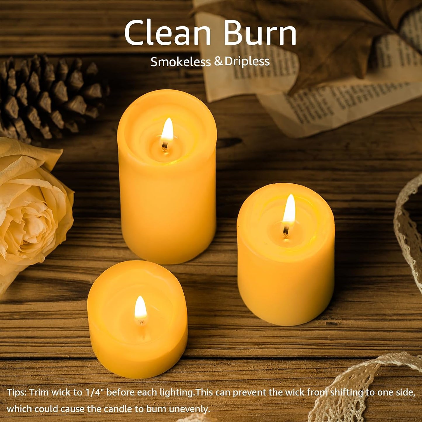 Natural Organic Beeswax Pillar Candles 2x4 Inch Bulk, 100% Pure Bees Wax Candles for Home, 140 Hour Long Burning, Dripless Smokeless Non Toxic Candle for Emergency Parties Meditation Prayer(4 Pack)