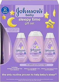 Johnson's Baby Sleepy Time Gift Set with Calming Bedtime Bath, Bedtime Lotion & Calming Shampoo, Baby Bedtime Essentials with Relaxing NaturalCalm Aromas, Hypoallergenic, 3 Items