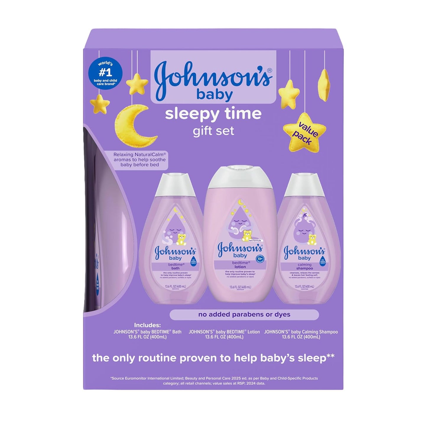 Johnson's Baby Sleepy Time Gift Set with Calming Bedtime Bath, Bedtime Lotion & Calming Shampoo, Baby Bedtime Essentials with Relaxing NaturalCalm Aromas, Hypoallergenic, 3 Items