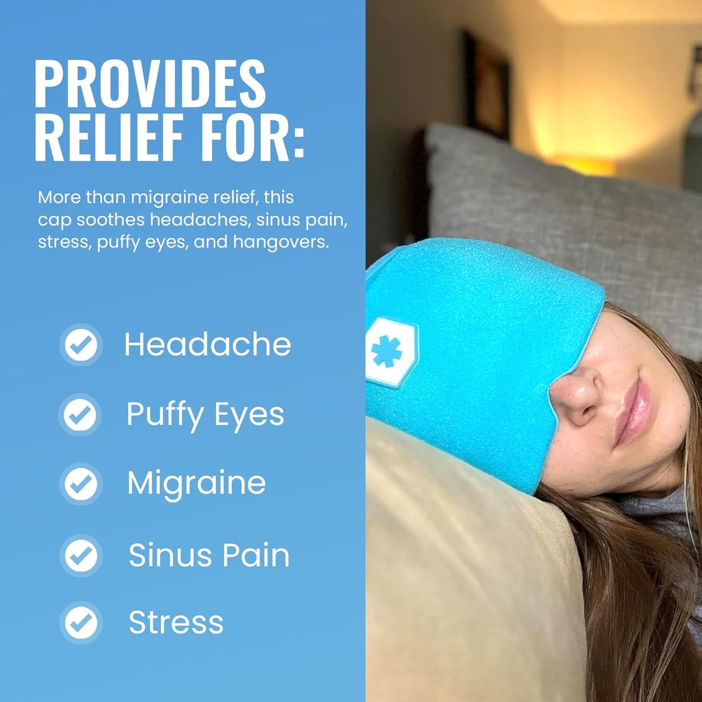 ICEWRAPS Migraine Cold Cap | Form-Fitting Migraine Relief Cap | Headache Relief Cap with 360° Head Coverage | Migraine Relief Products | Sinus Relief | Cold Therapy Headache Cap | FSA-HSA Eligible