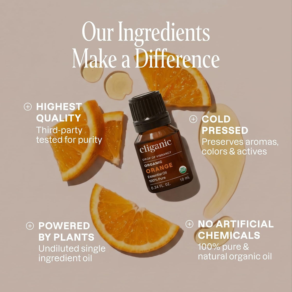 Cliganic Organic Sweet Orange Essential Oil for Diffuser