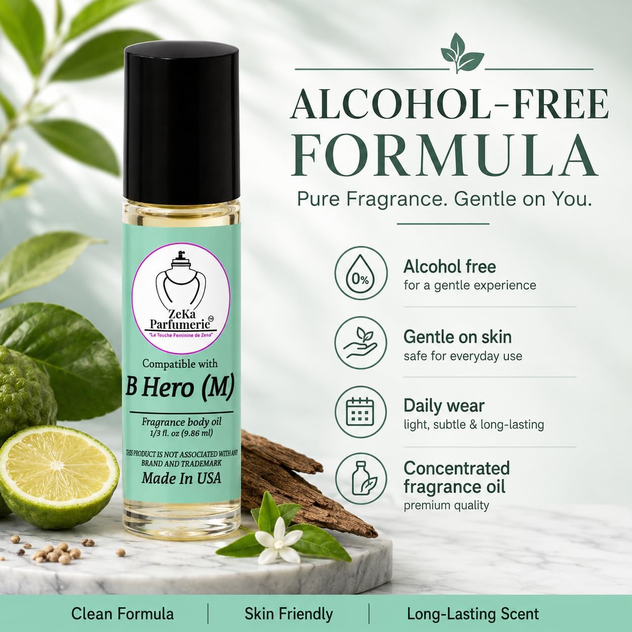 Compare to Aroma Compatible with Hero for Men Fragrance Body Oil on 1/3 oz (9.86ml) Travel Size Roll-On Botlle