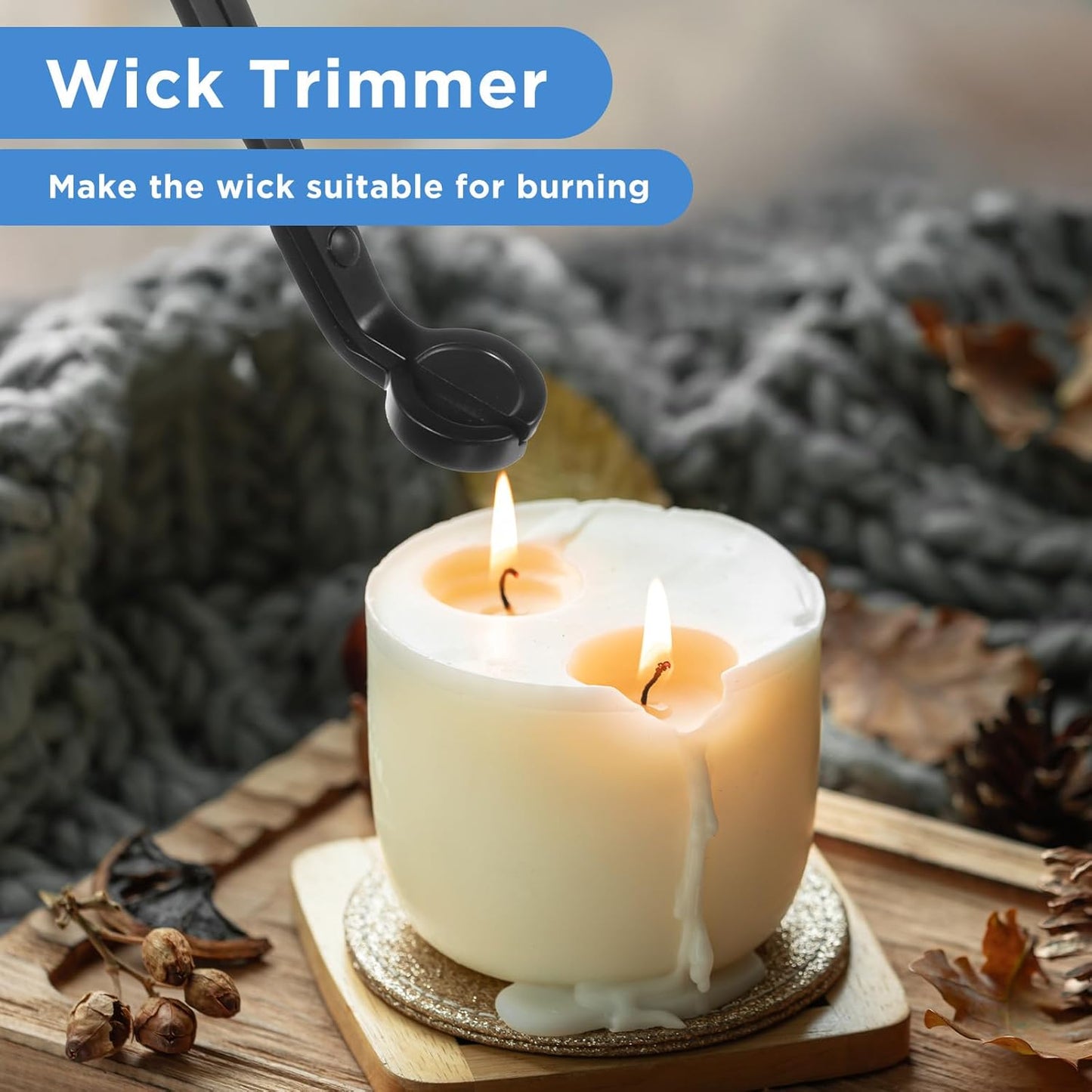 JIEYAO 10PCS Black Stainless Steel Candle Wick Trimmers, 7 Inch Wick Cutters Candle Scissors for Cleaner Burn Prevents Soot Buildup