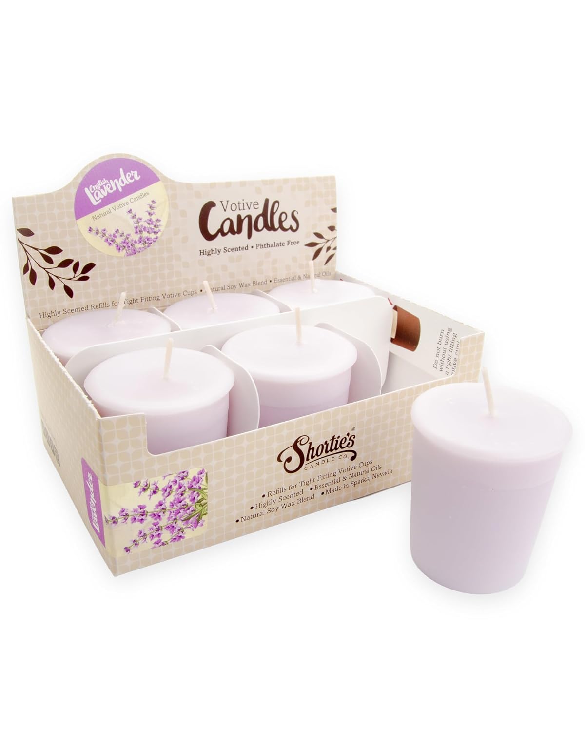 Pure English Lavender Soy Votive Candles - Scented with Essential & Natural Oils - 6 Purple Natural Votive Candle Refills