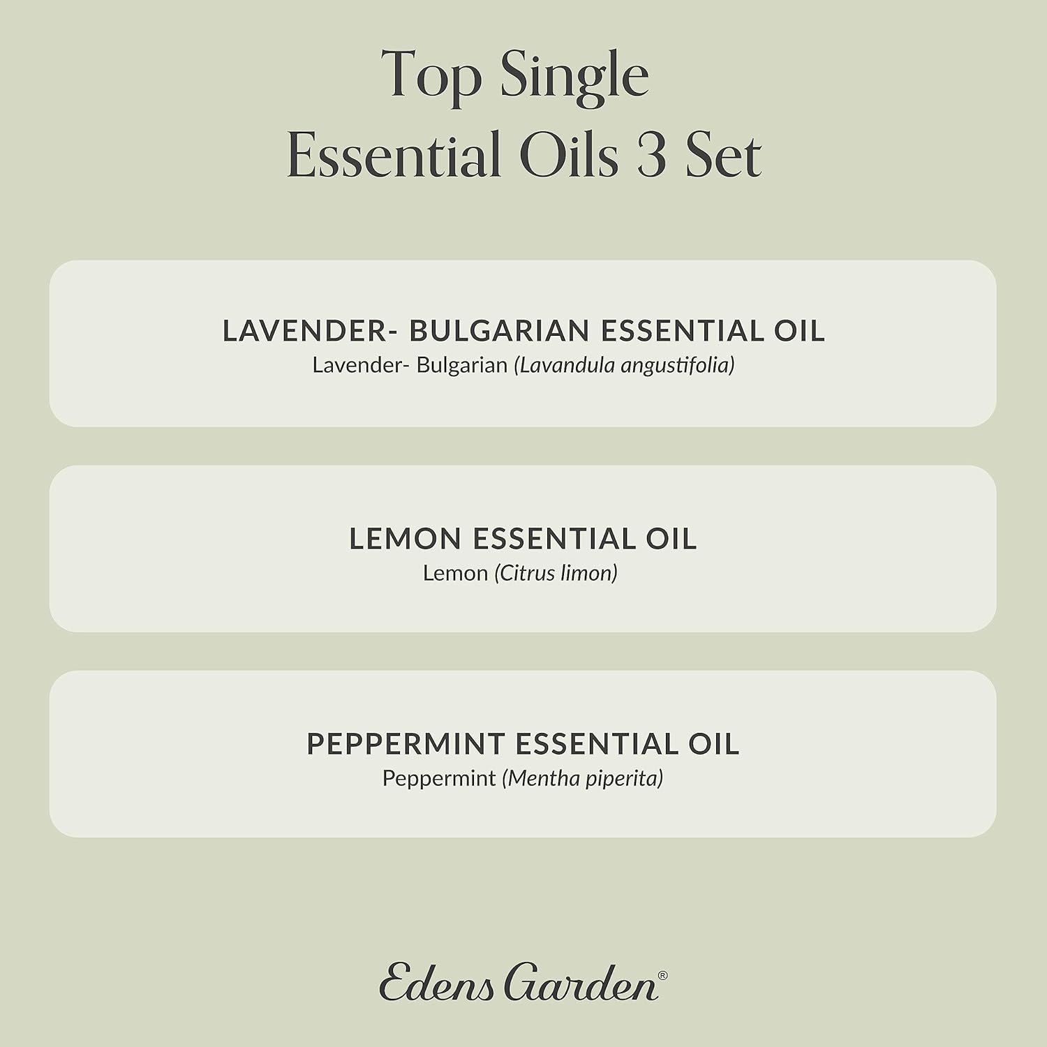 Edens Garden Top Essential Oils 3 Set – 100% Pure Therapeutic Grade, Undiluted Aromatherapy Scents: Lavender, Peppermint & Eucalyptus Oil for Diffusers & Home – Natural Wellness Gift, 10 ml/ 3 Pack