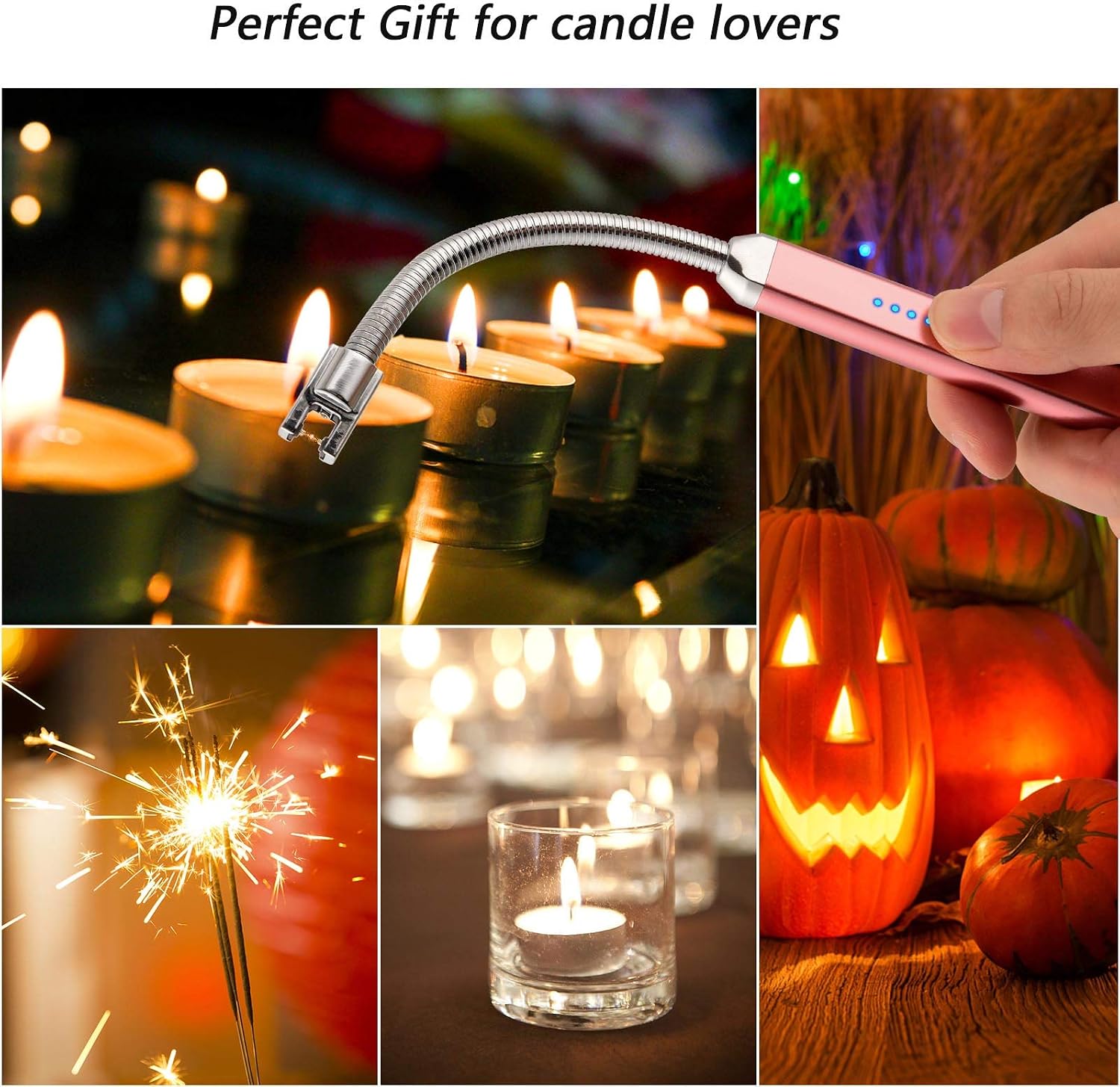 MEIRUBY Electric Candle Lighter, Valentine's Day Gifts for Women Mom Men Wife, USB Arc Rechargeable Windproof Long Lighter for Candle BBQ Birthday Housewarming Gift Idals