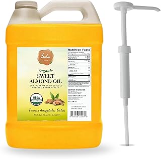 Certified Organic Unrefined Cold Pressed Sweet Almond Oil- 1 Gallon