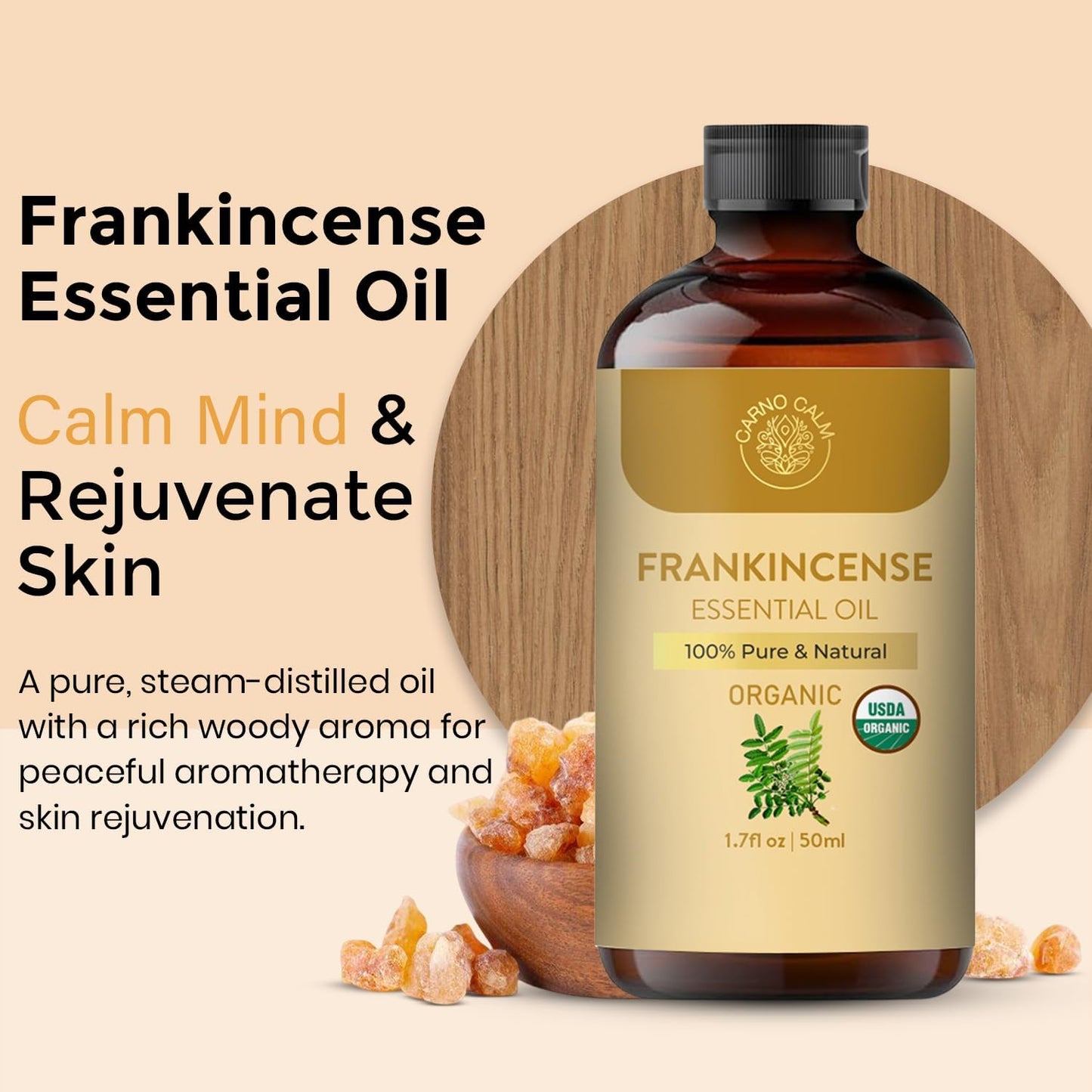 Frankincense Essential Oil | USDA Certified Organic Frankincense Oil | Woody and Earthy Aroma |1.7 fl. Oz