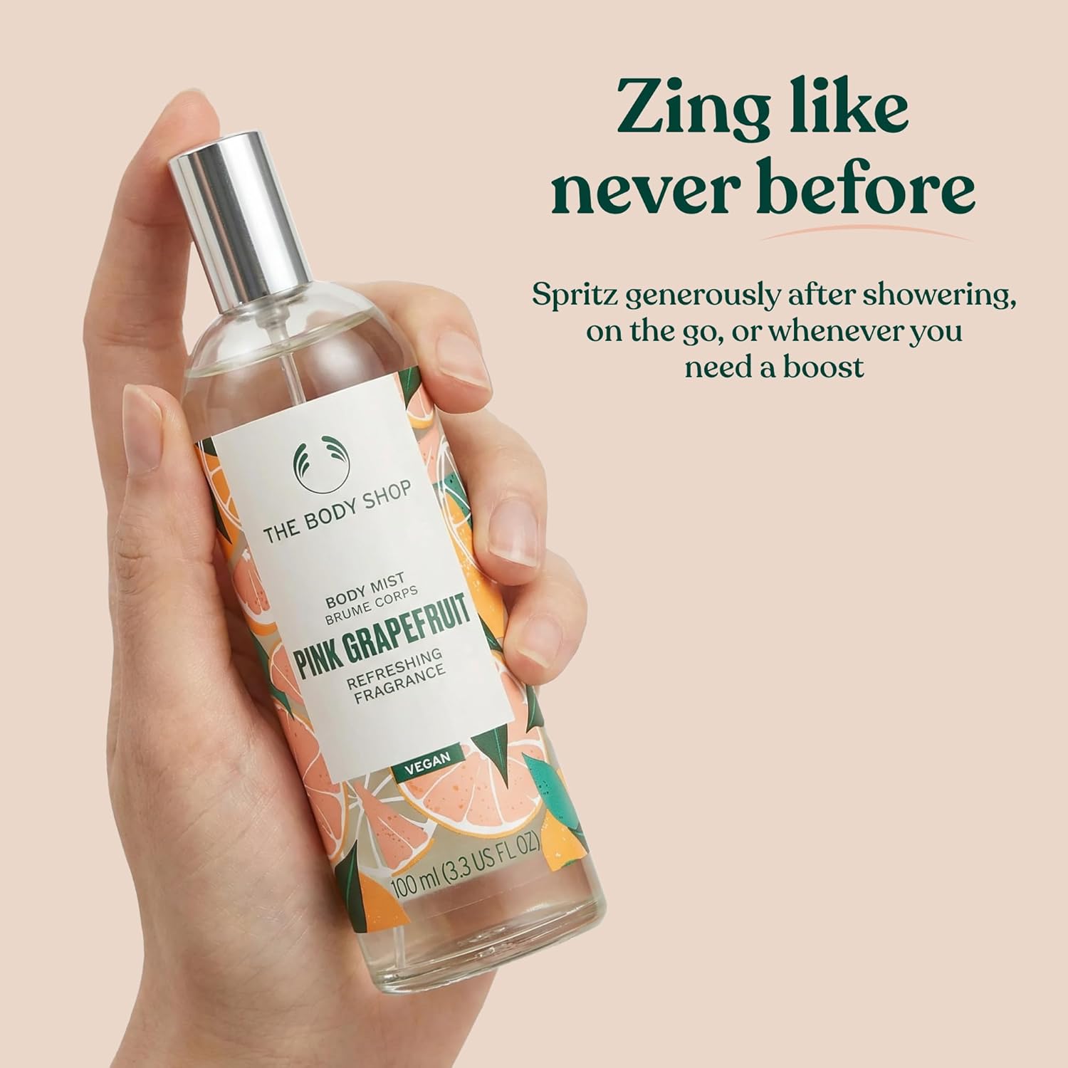The Body Shop Pink Grapefruit Body Mist, Paraben-Free Body Spray, 3.3 Fl. Oz.