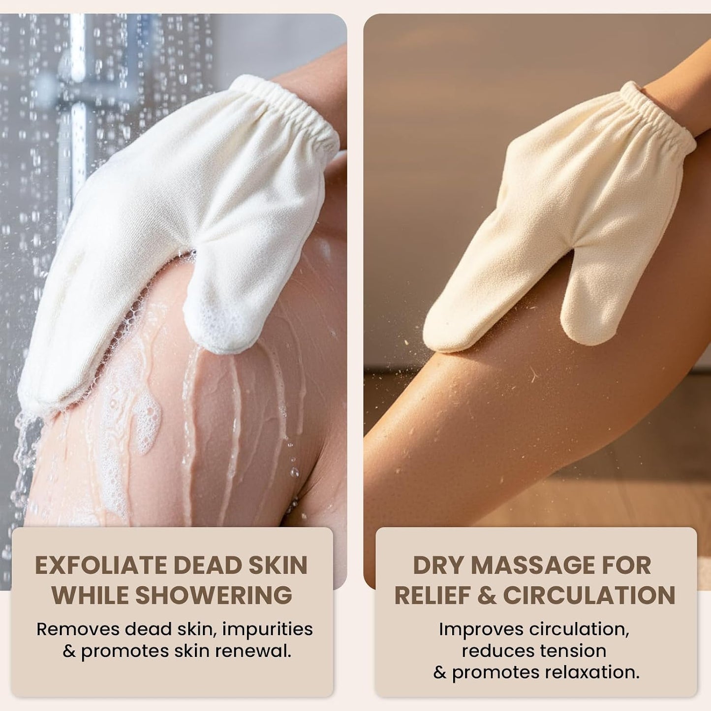 Garshana Gloves Raw Silk Massage Gloves Ayurvedic Massage Lymphatic System Glove for Hands Cellulite Dry Brushing Sleeping Exfoliating Smooth Glove for Women Body Portable