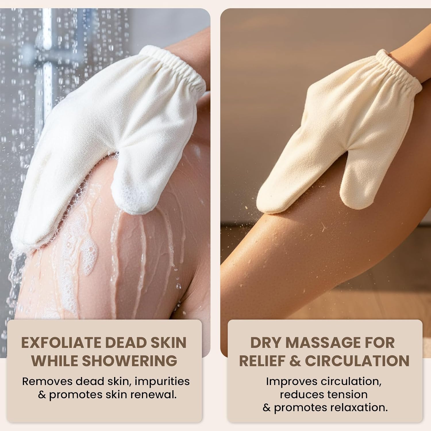 Garshana Gloves Raw Silk Massage Gloves Ayurvedic Massage Lymphatic System Glove for Hands Cellulite Dry Brushing Sleeping Exfoliating Smooth Glove for Women Body Portable