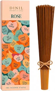 Dinil Rose Incense Sticks -100 Sticks | Hand-Rolled, Charcoal-Free | Low Smoke, Long-Lasting Clean Burn | Rose Scented | Ideal for Meditation, Yoga, Relaxation & Aromatherapy