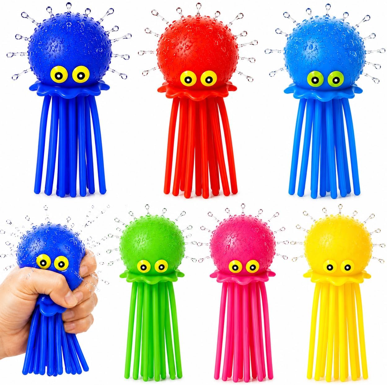 Octopus Water Balls - Pack of 6 Pool Toys for Kids Sensory Absorbent Water Splash Balls Bomb, Toddler Bath Toy, Swimming Pool Floating Swim Toys Outdoor Activity Game Easter Basket Stuffer