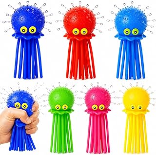 Octopus Water Balls - Pack of 6 Pool Toys for Kids Sensory Absorbent Water Splash Balls Bomb, Toddler Bath Toy, Swimming Pool Floating Swim Toys Outdoor Activity Game Easter Basket Stuffer