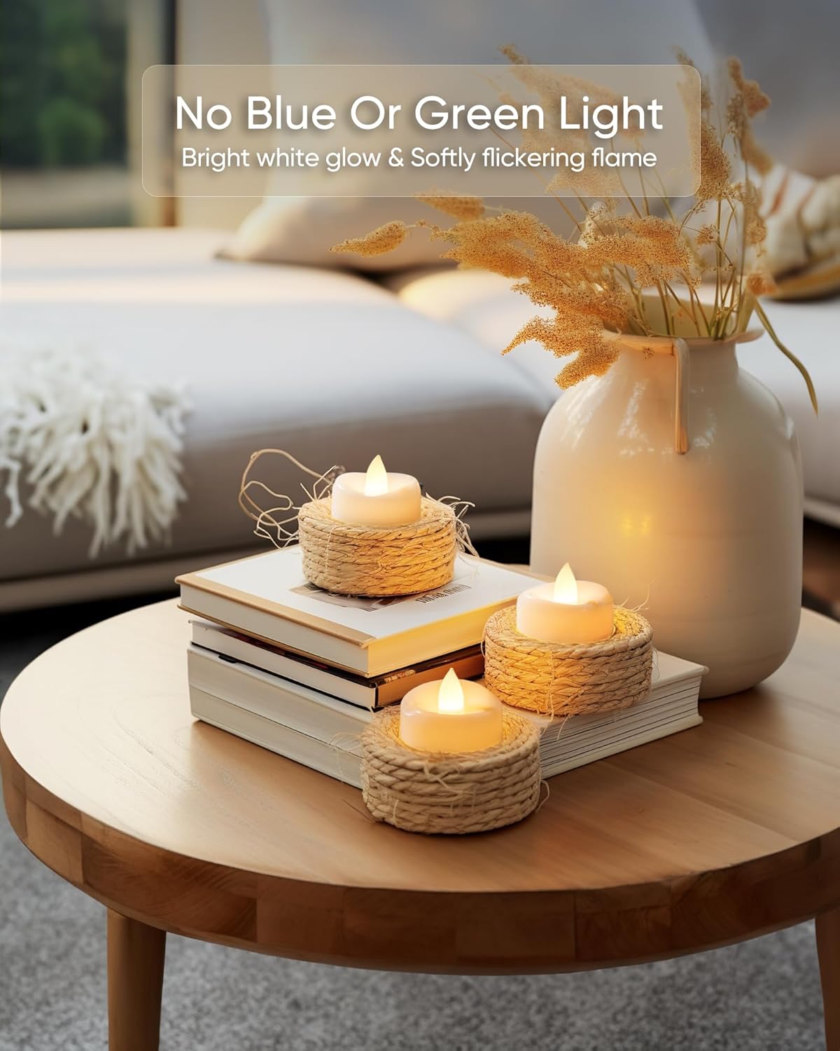 merrynights LED Candles, Tea Lights Candles Battery Operated Bulk, 24-Pack Long-Lasting 200 Hours Flameless Tealight Candles, Realistic Tea Lights for Halloween Christmas Wedding, 1.5'' D X 1.25'' H