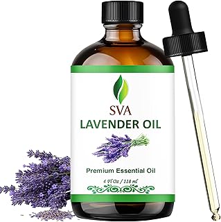SVA Lavender Essential Oil 4 Fl Oz – for Aromatherapy, Diffuser, Skin & Hair Care – Ideal for Massage & DIY Blends – with Dropper