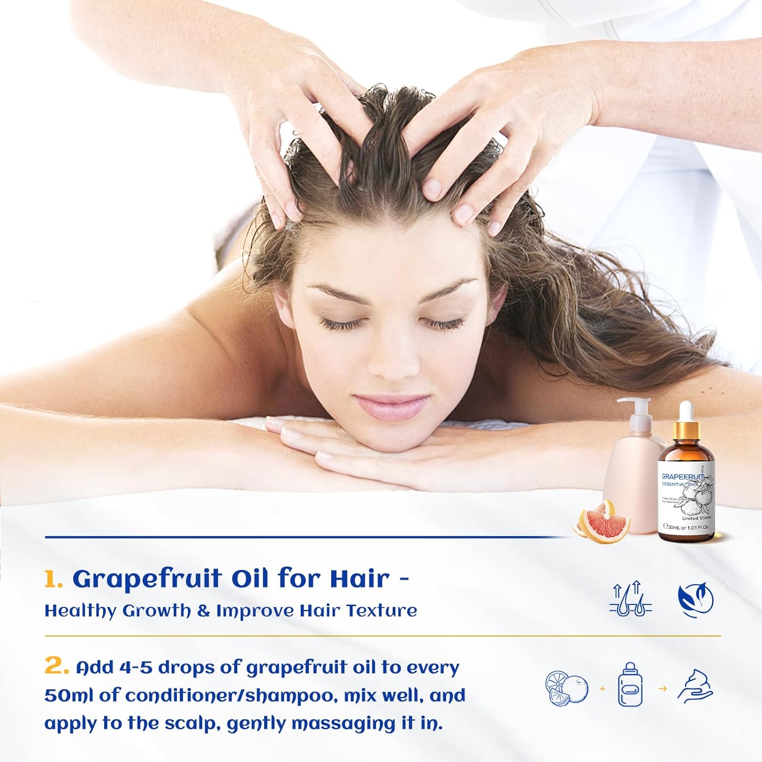 HIQILI 30 ml Grapefruit Essential Oil, for Diffuser, Skin Care,100% Pure and Natural - 1 Fl Oz