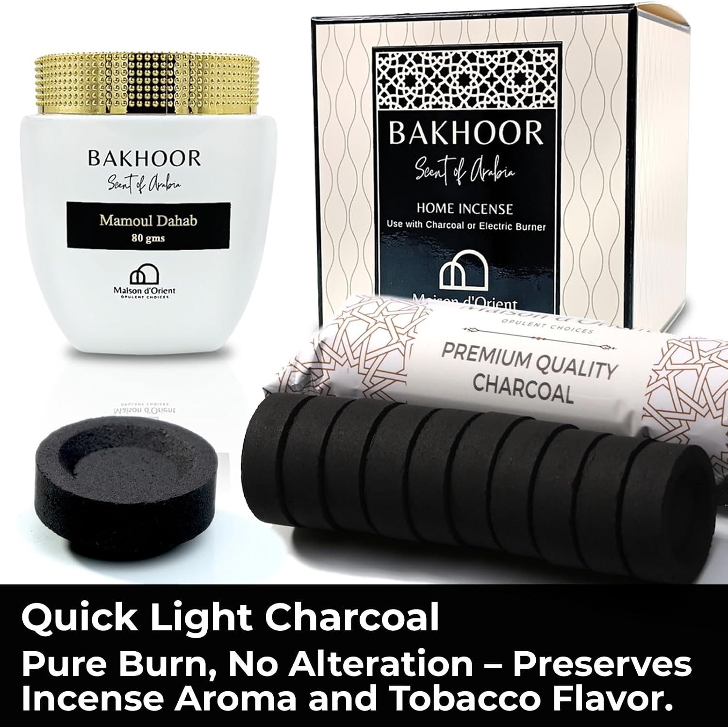 Mini Marble-Patterned Ceramic Incense Burner with Brass Tray for Bakhoor, Resin, and Cones, 2.75 x 2.75 x 1.5 inches; Ideal for Maison d'Orient Charcoal Briquettes (33mm & 44mm)