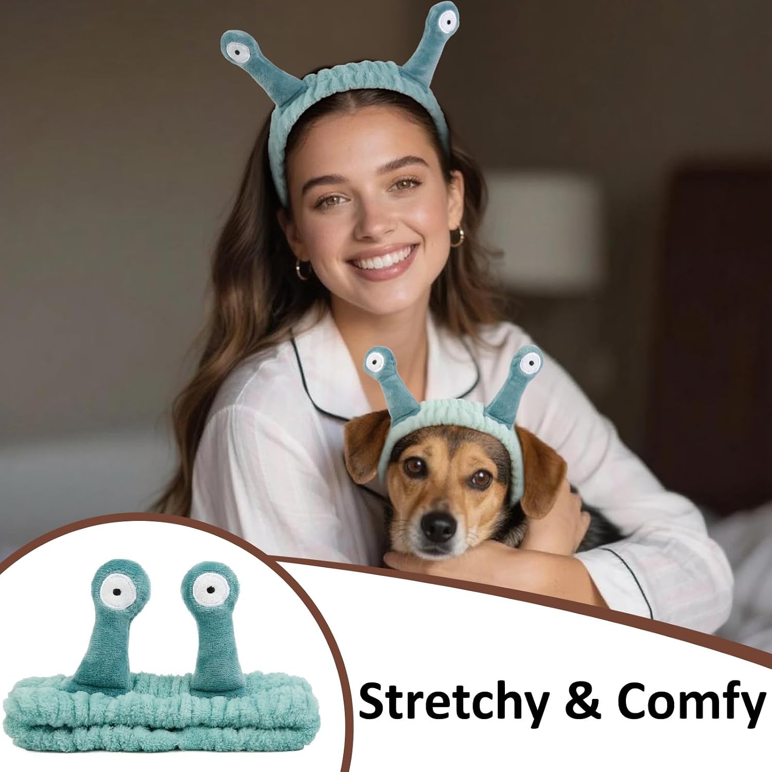 Huachi Skincare Headbands for Women Girls: Cute Snail Spa Headband for Washing Face, Makeup Face Wash Headband Funny Easter Basket Stuffers Gifts Green