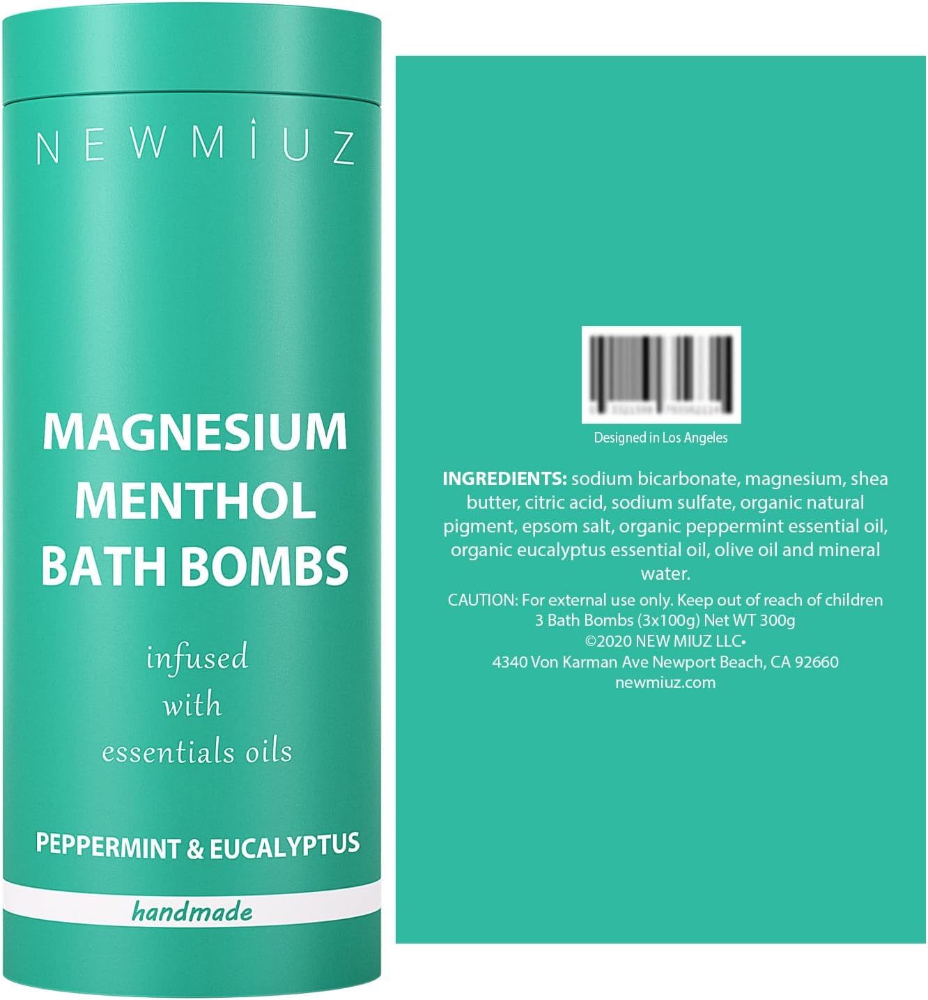 Magnesium Menthol Fizzing Bath Bomb Eucalyptus Peppermint Epsom Salt Refreshing Bubble Spa with Essential Oil Infused Post Workout Sore Muscles Recovery Gift